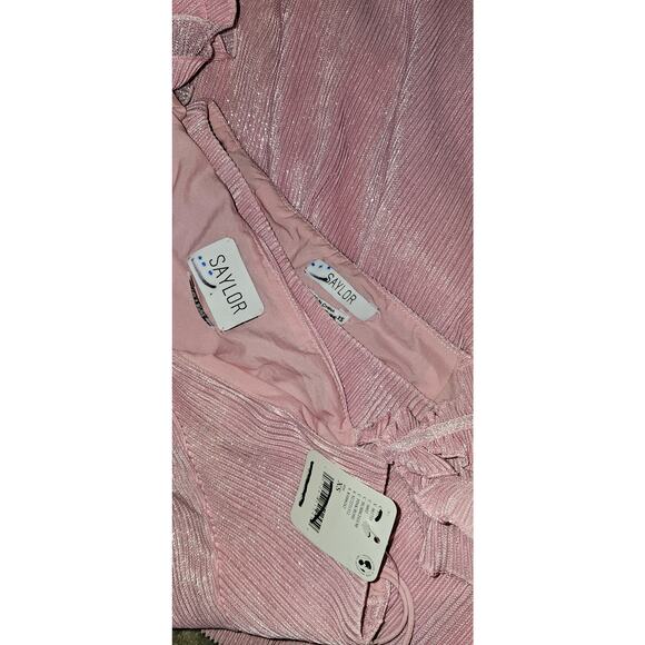 New Free People Saylor Gianna Midi Skirt Set $308 X-SMALL Pink Metallic Crop Top - Picture 5 of 5